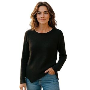 JOHN + JENN Women's Sweater Small Black with zipper side cozy warm office Party